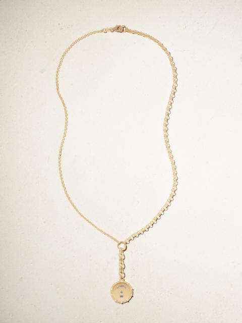 FOUNDRAE Pause Internal Compass 18-karat Gold, Topaz And Diamond Necklace