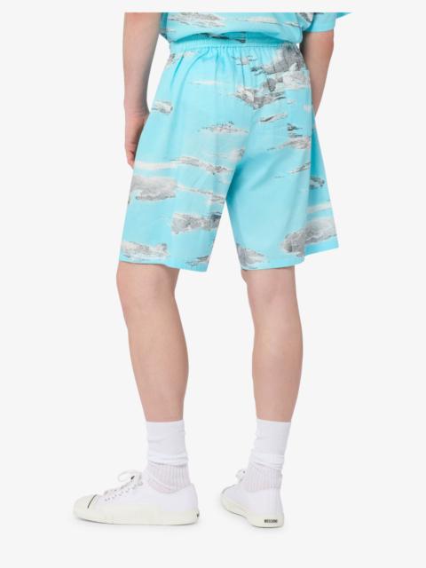 Moschino ARCHIVE CLOUDS COTTON POPLIN BERMUDA SHORTS