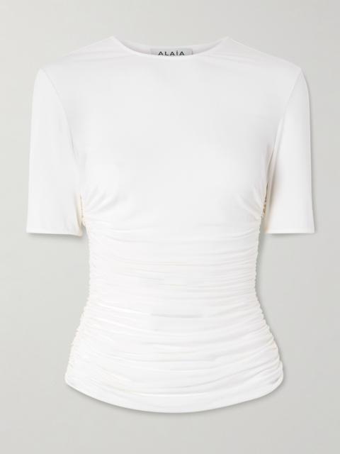 Alaïa Ruched Stretch-jersey T-shirt