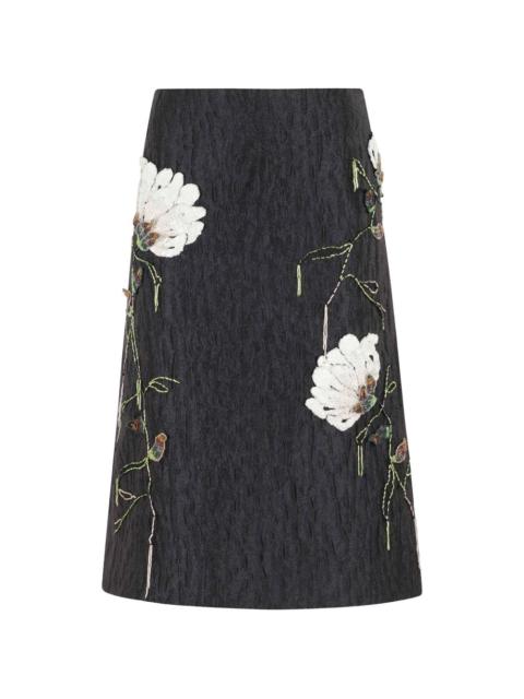 SIMKHAI floral embellished midi skirt