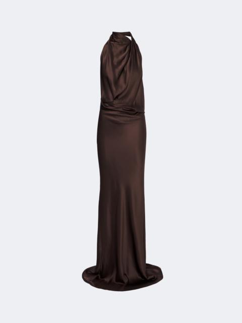 THE SEI Draped open-back silk charmeuse gown
