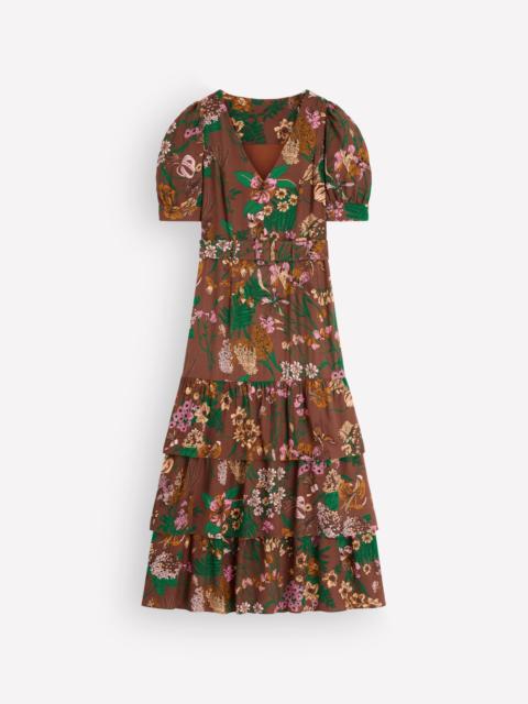 BODEN V Neck Layered Dress-Woodland, Whimsical Flora