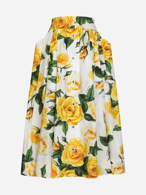 Dolce & Gabbana Circle skirt in yellow rose-print cotton