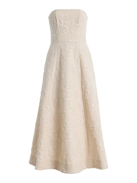 ROTATE Jacquard Strapless Dress ivory