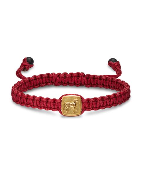 DAVID YURMAN Men's Petrvs Horse Black Nylon Woven Station Bracelet in 18K Yellow Gold - Red