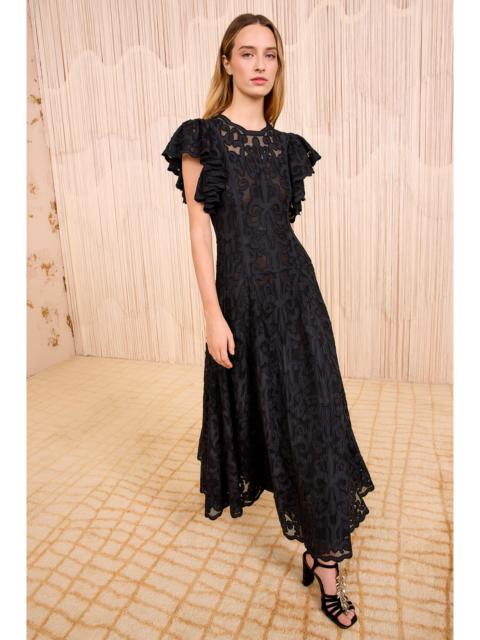 Cecile Applique Flutter Sleeve Long Dress