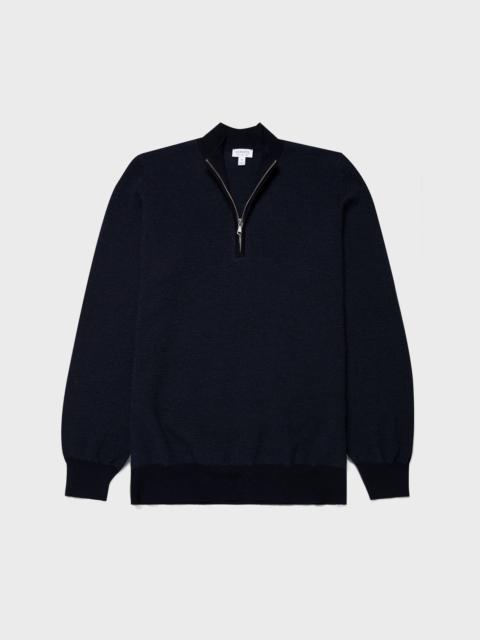 Sunspel Merino Honeycomb Zip Neck Jumper