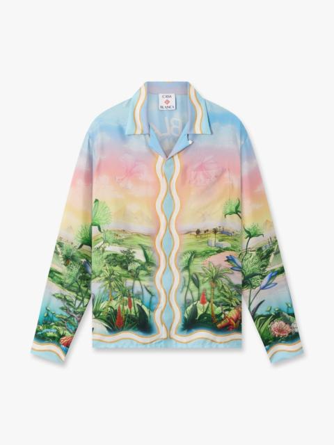 CASABLANCA Tennis Club Long Sleeve Silk Twill Shirt