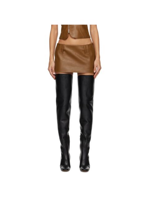 AYA MUSE Tan Egas Faux-Leather Miniskirt