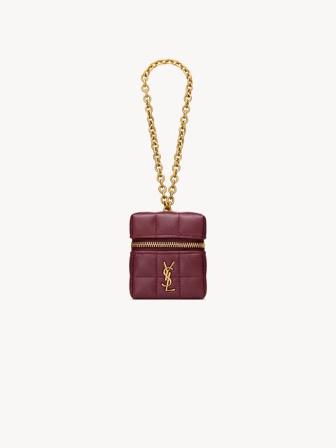 SAINT LAURENT CASSANDRE MATELASSÉ CARRÉ MINI CUBE ON CHAIN IN SHINY LEATHER