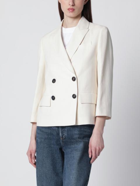 Brunello Cucinelli Ivory fluid twill jacket in viscose and linen