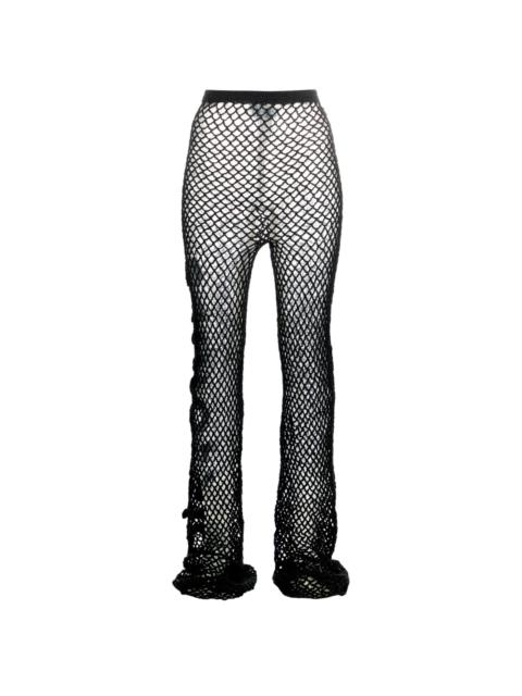 high-waist fishnet trousers
