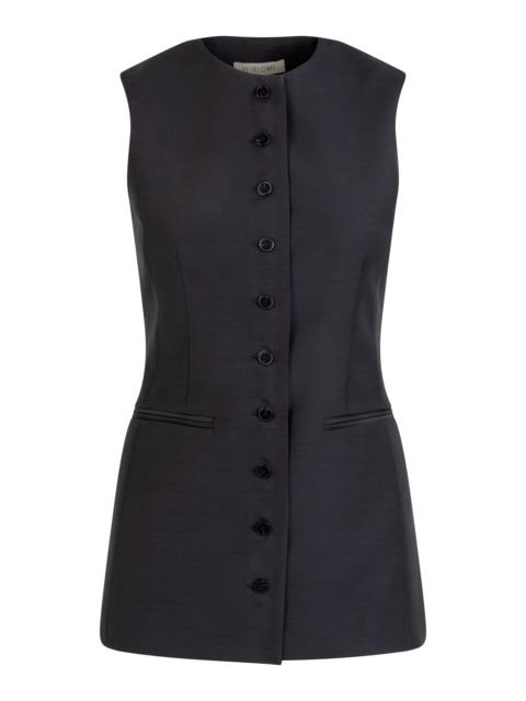 HEIRLOME Paulina Botton-Down Wool-Silk Top black
