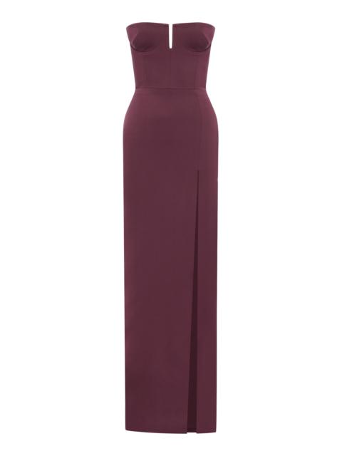ALEX PERRY Strapless Satin-Crepe Gown purple