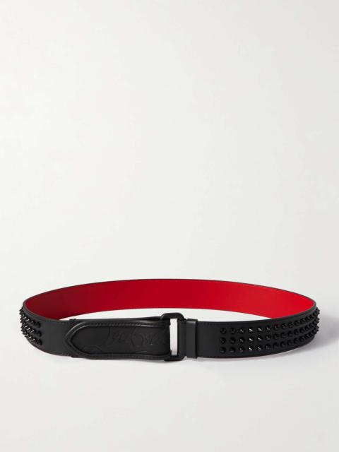Loubi 4cm Logo-Embossed Spiked Leather Belt