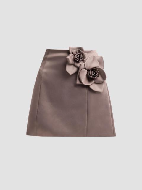 AKNVAS Women's Liva Satin Flower Mini Skirt - Steel Grey