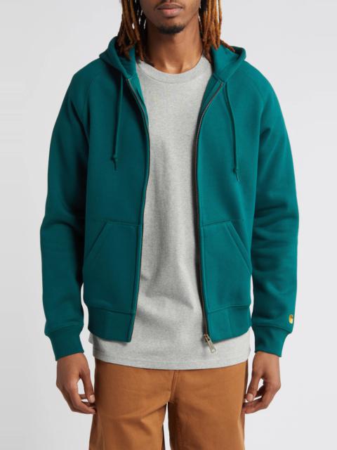 Chase Cotton Blend Zip-Up Hoodie in Chervil /Gold