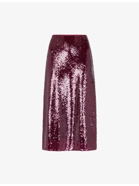 WHISTLES Sequin Regular-Fit Stretch-Woven Midi Skirt