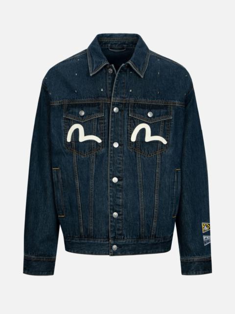 DIAMOND DARUMA AND SEAGULL PRINT LOOSE FIT DENIM JACKET