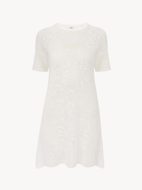 Chloé SHORT-SLEEVE FITTED MINI DRESS IN A COTTON KNIT