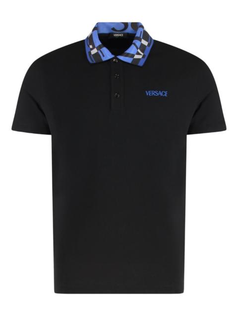 VERSACE patterned-collar logo polo shirt