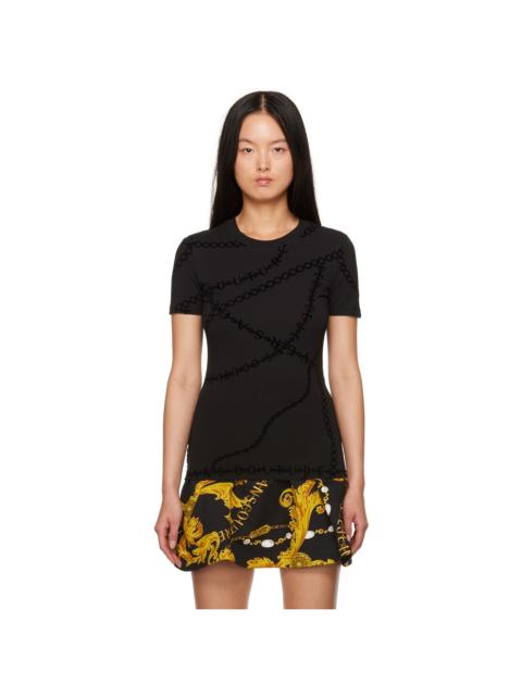 VERSACE JEANS COUTURE Black Flocked T-Shirt