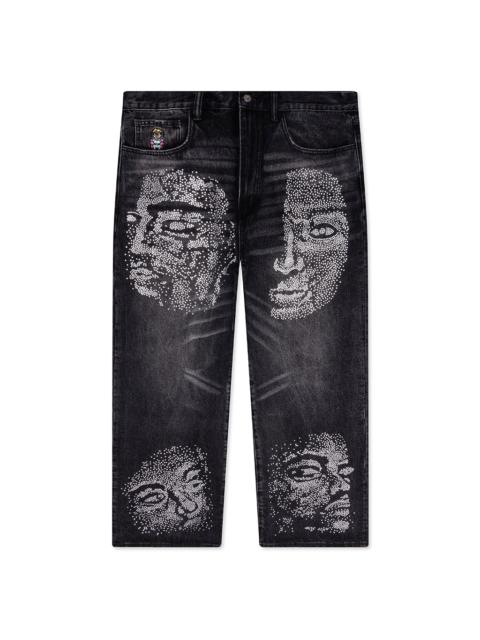 KidSuper RHINESTONE FACE JEANS - BLACK