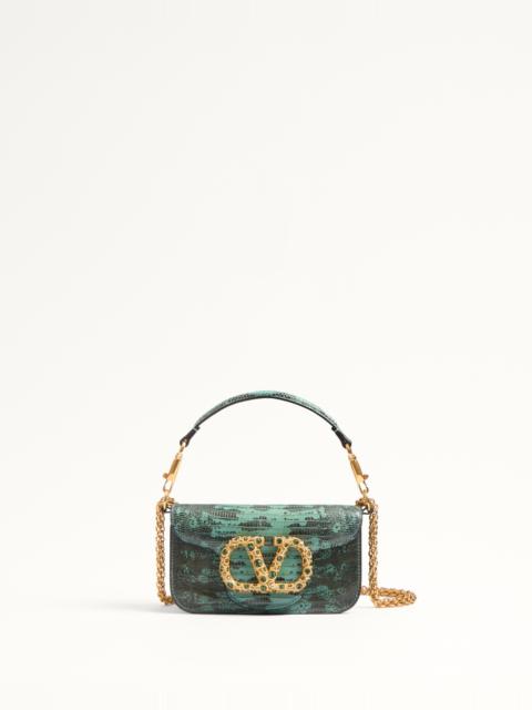 Valentino VALENTINO GARAVANI LOCÒ SMALL SHOULDER BAG IN TEJUS WITH JEWEL LOGO