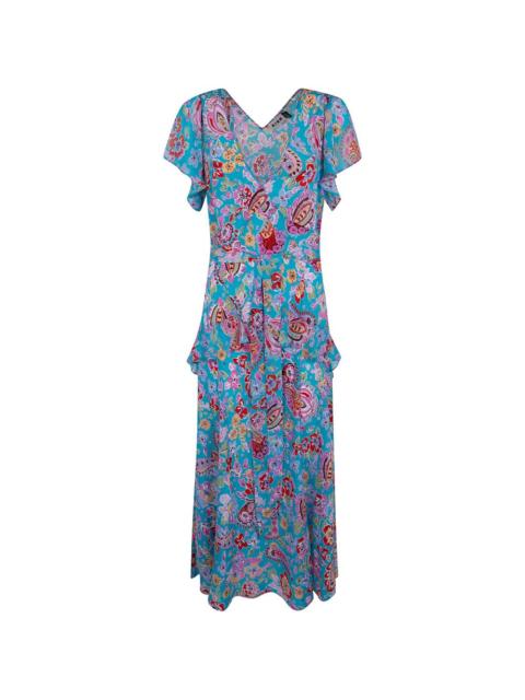 RIXO floral-print tiered dress