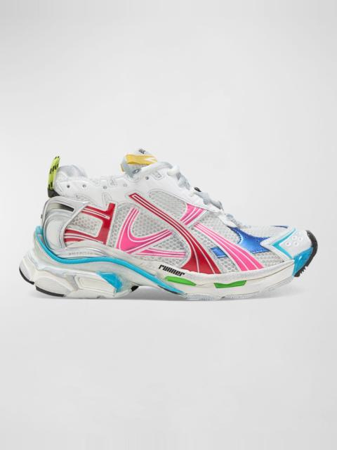 BALENCIAGA Men's Multicolor Mesh Runner Sneakers