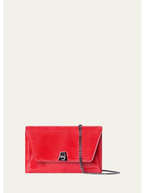 AKRIS Anouk Lizard-Print Clutch Bag w/ Chain