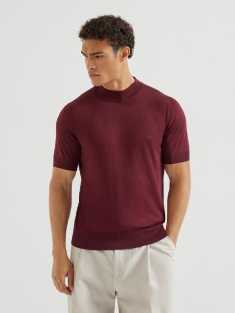 Brunello Cucinelli Lightweight silk and cotton knit T-shirt with mock neck