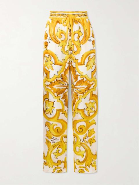 Dolce & Gabbana Maiolica printed silk-twill pants
