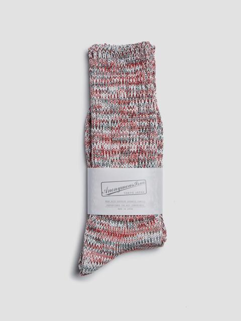 Nigel Cabourn Anonymous Ism 5 Colour Mix Crew Sock in Oatmeal