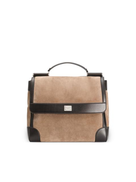 Dolce & Gabbana Sicily suede and leather structured shoulder bag