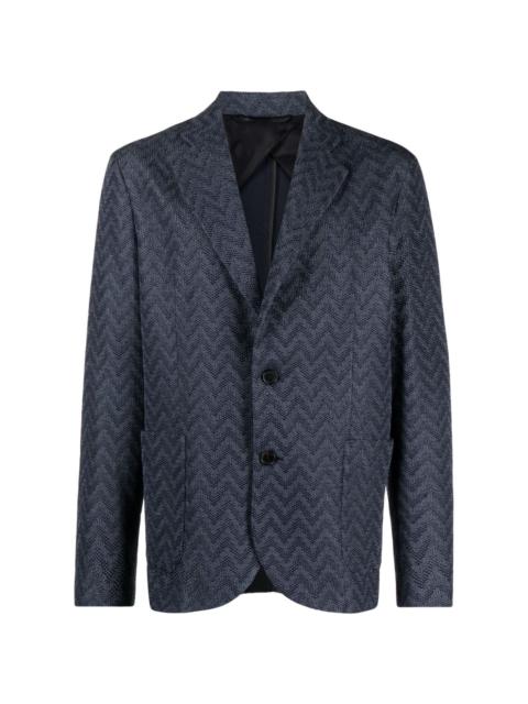 zigzag-knit single-breasted blazer