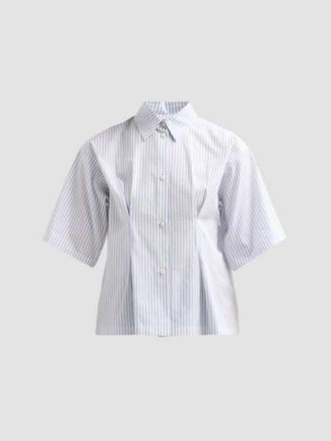 Jil Sander Women's Pinstripe Cotton Poplin Short-Sleeve Shirt - Artic Sea
