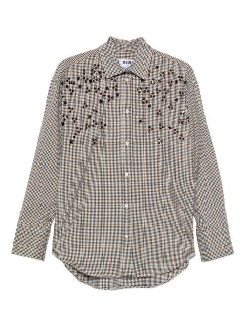 MSGM gingham embroidered shirt