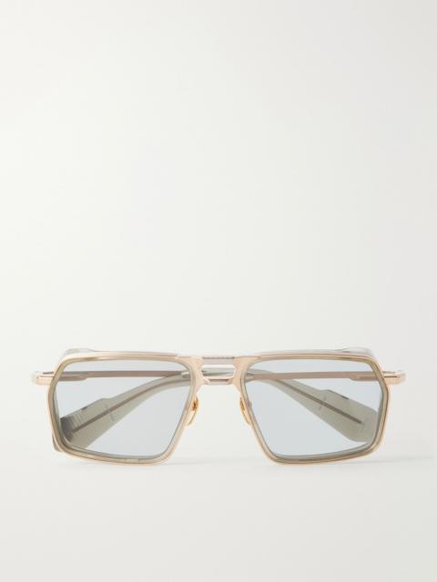 JACQUES MARIE MAGE GT-R Double-Bridge Aviator-Style Gold-Tone Titanium Sunglasses Gold