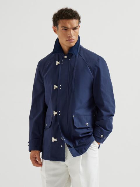Brunello Cucinelli Water-resistant techno cotton gabardine outerwear jacket with hook fastening
