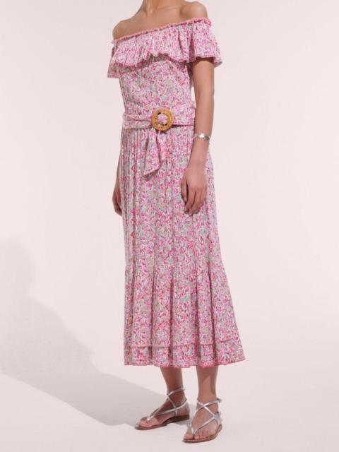 Poupette St Barth Long Dress Bella - Pink Ocean Flowers