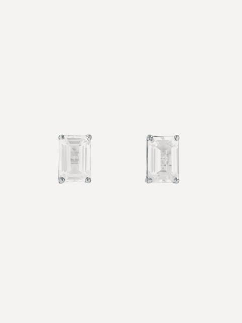 SUZANNE KALAN 14ct Gold Amalfi White Topaz Emerald Cut Stud Earrings