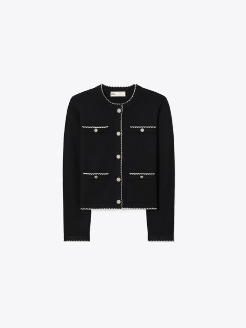 TORY BURCH Kendra Wool Scalloped Cardigan