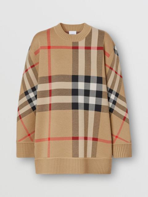 Burberry Check Technical Wool Jacquard Sweater