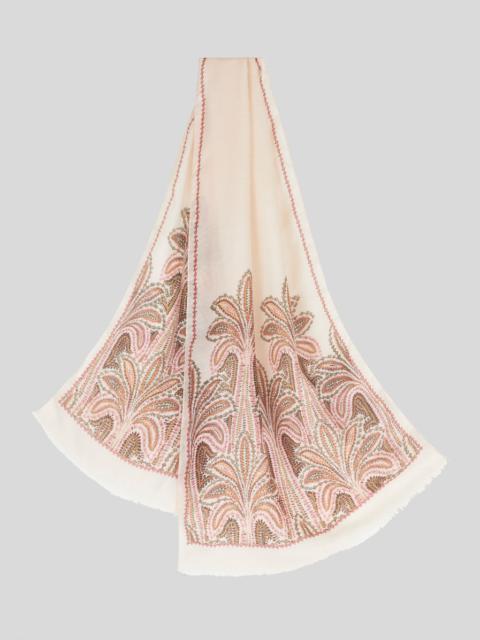 Etro CASHMERE AND WOOL SCARF WITH PALM TREES