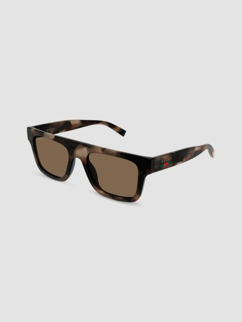 GUCCI Men's Web Stripe 53MM Square Sunglasses - Havana