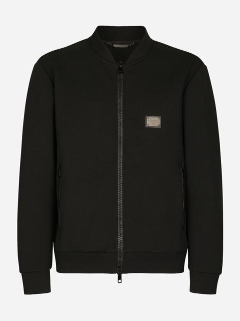 Technical piqué jacket with branded tag