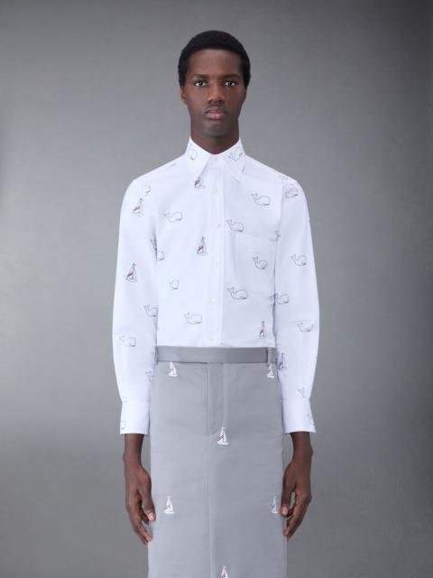 Thom Browne Oxford Whale and Ship Embroidered Shirt