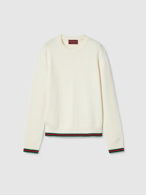 GUCCI Wool and cashmere sweater with Web