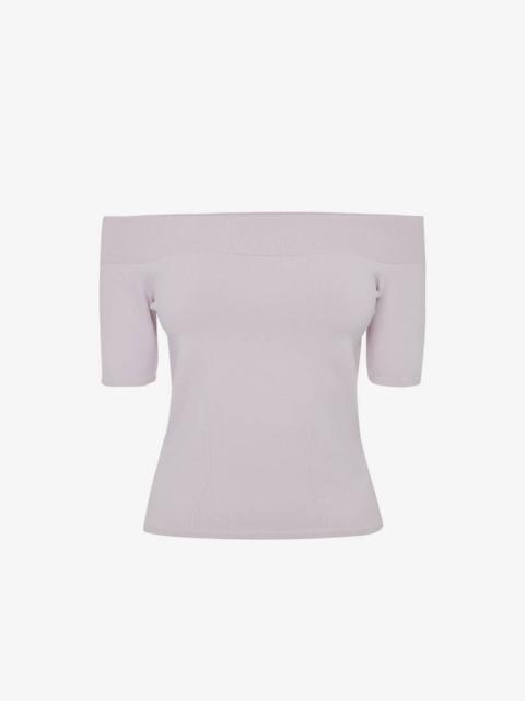 Alexander McQueen Women's Off-the-shoulder Knit Top in Porcelain